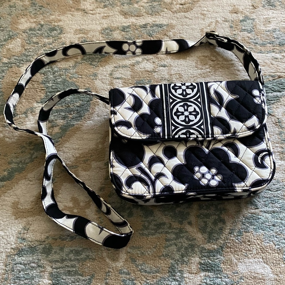 Vera Bradley Small Crossbody Black and White